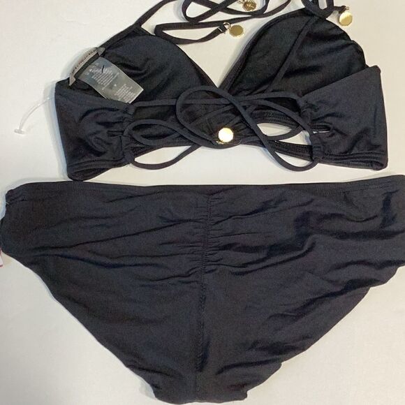 New. Vince Camuto black wrap and ruched bikini set. Normally $112 - Picture 7 of 10